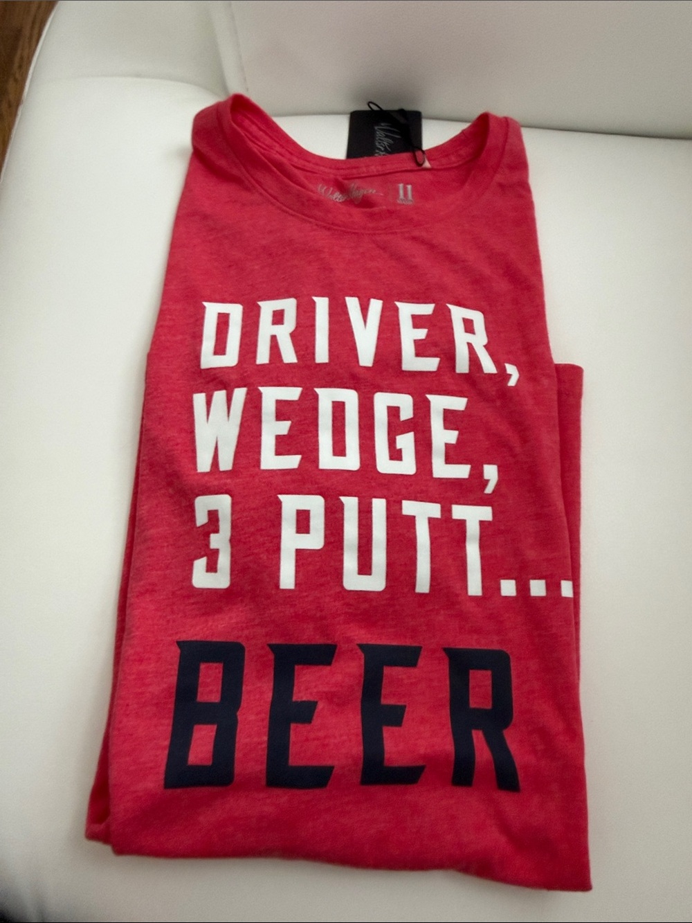 Walter Hagen Pink-Red Graphic  Tee with White Lettering